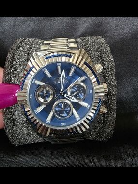 Invicta 27185 Bolt Speedway Ladies Chronograph Blue Dial Silver Watch - 40mm